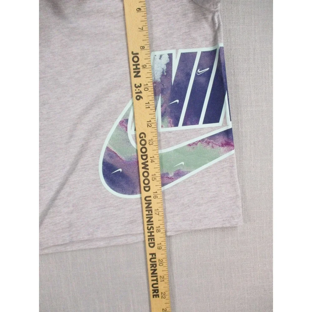 Nike Girls Muscle Tee Grey Watercolor Graphic Logo Sleeveless Shirt Size 6X 0644